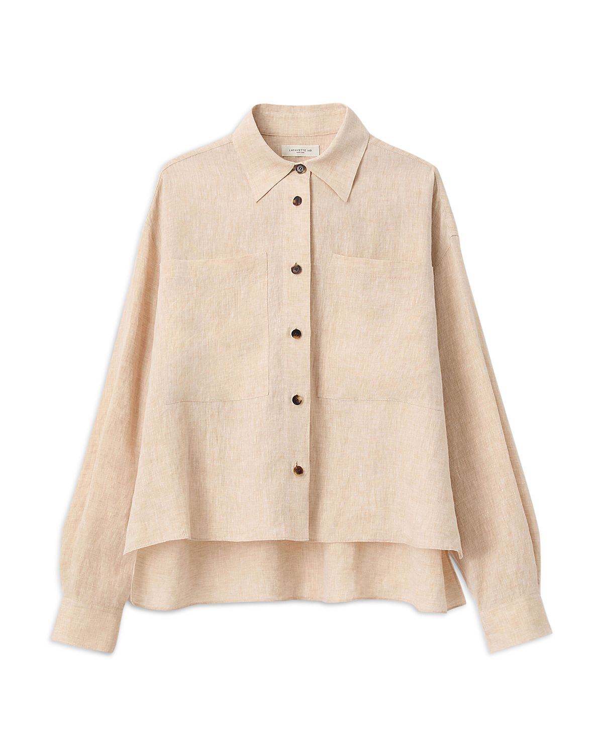 Lafayette 148 New York Cropped Boyfriend Linen Shirt