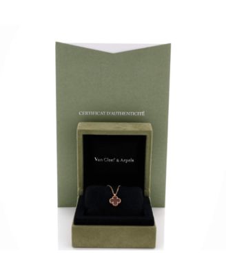  Sweet Alhambra Pendant Necklace 18K Rose Gold and Carnelian, 15.25 - 16"