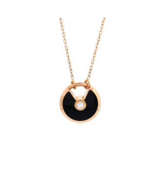  Small Amulette de Cartier Pendant Necklace 18K Rose Gold with Onyx and Diamond, 23"