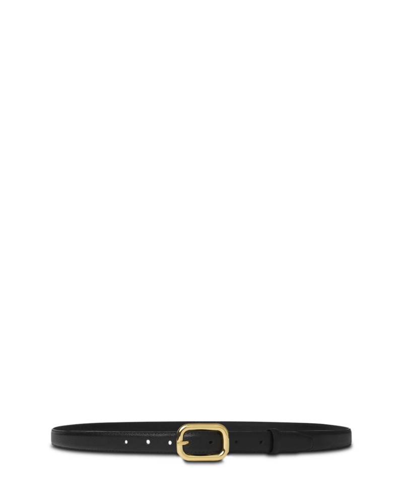 Frame The Rounded Buckle Leather Belt in Black