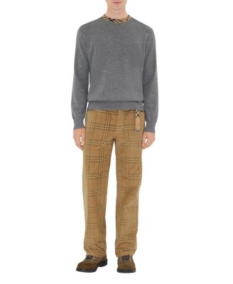 Check Trim Wool Sweater