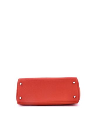Kelly 28 Handbag Red Togo with Palladium Hardware