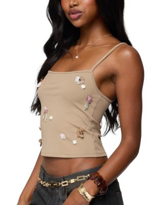  Malia Flower Applique Tank Top