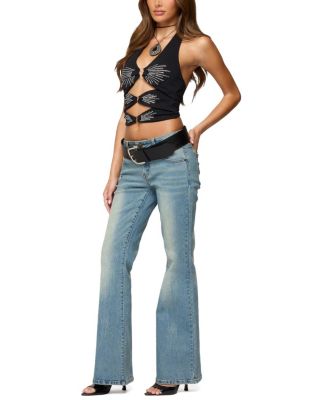  Lettie Rhinestone Cut Out Halter Top