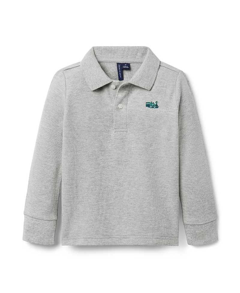 Janie and Jack Unisex Pique Polo Embroidered Train Shirt