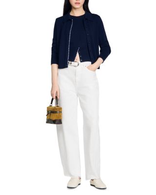 Dantes Striped Trim Wool Cardigan