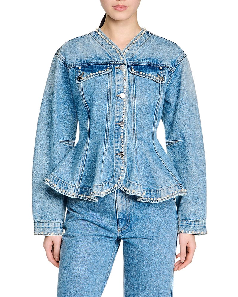 Sandro Beaded Denim Jacket