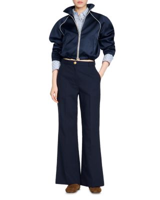 Lionel Straight Wide Leg Wool Blend Trousers