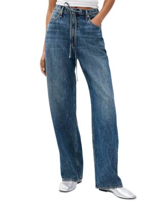 Phoebe Drawstring Wide Leg Jeans in Declan