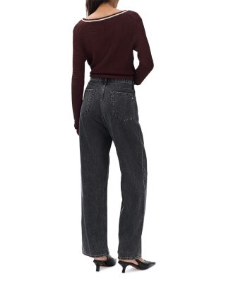Phoebe Drawstring High Rise Wide Leg Jeans in Anglique
