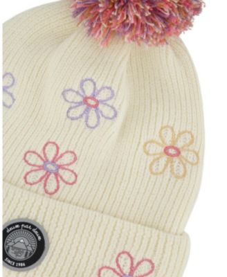 Girls' Lined Knit Flowers Pompom Hat - Little Kid, Big Kid
