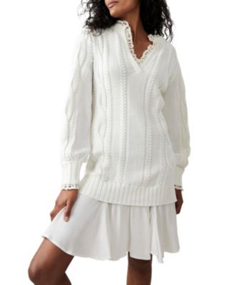  Women's Cable Knit Gathered Hem Mini Dress
