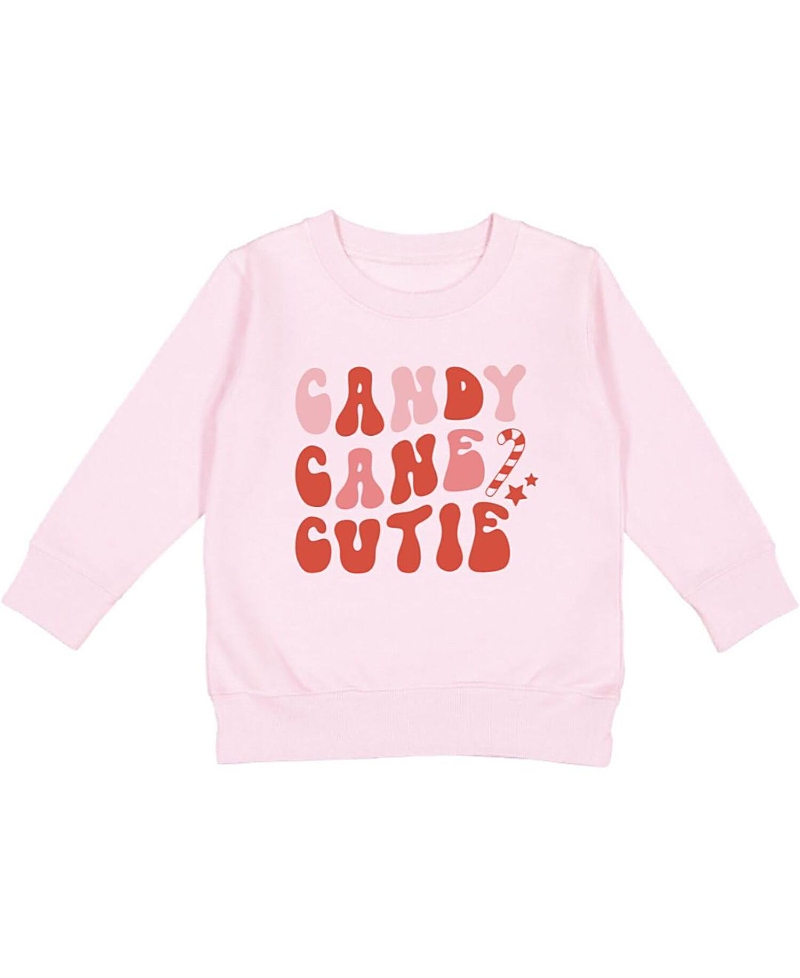 Sweet Wink Girls' Candy Cane Cutie Christmas Sweatshirt - Baby, Little Kid, Big Kid In Pink