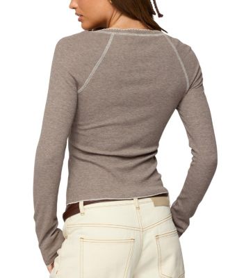  Ensley Contrast Stitch Henley Top