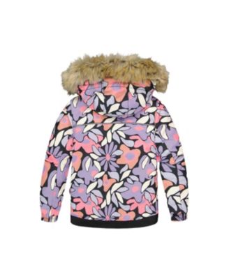  Girls' Two-Piece Play Snowsuit with Allover Print Jacket and Solid Pant - Big Kid