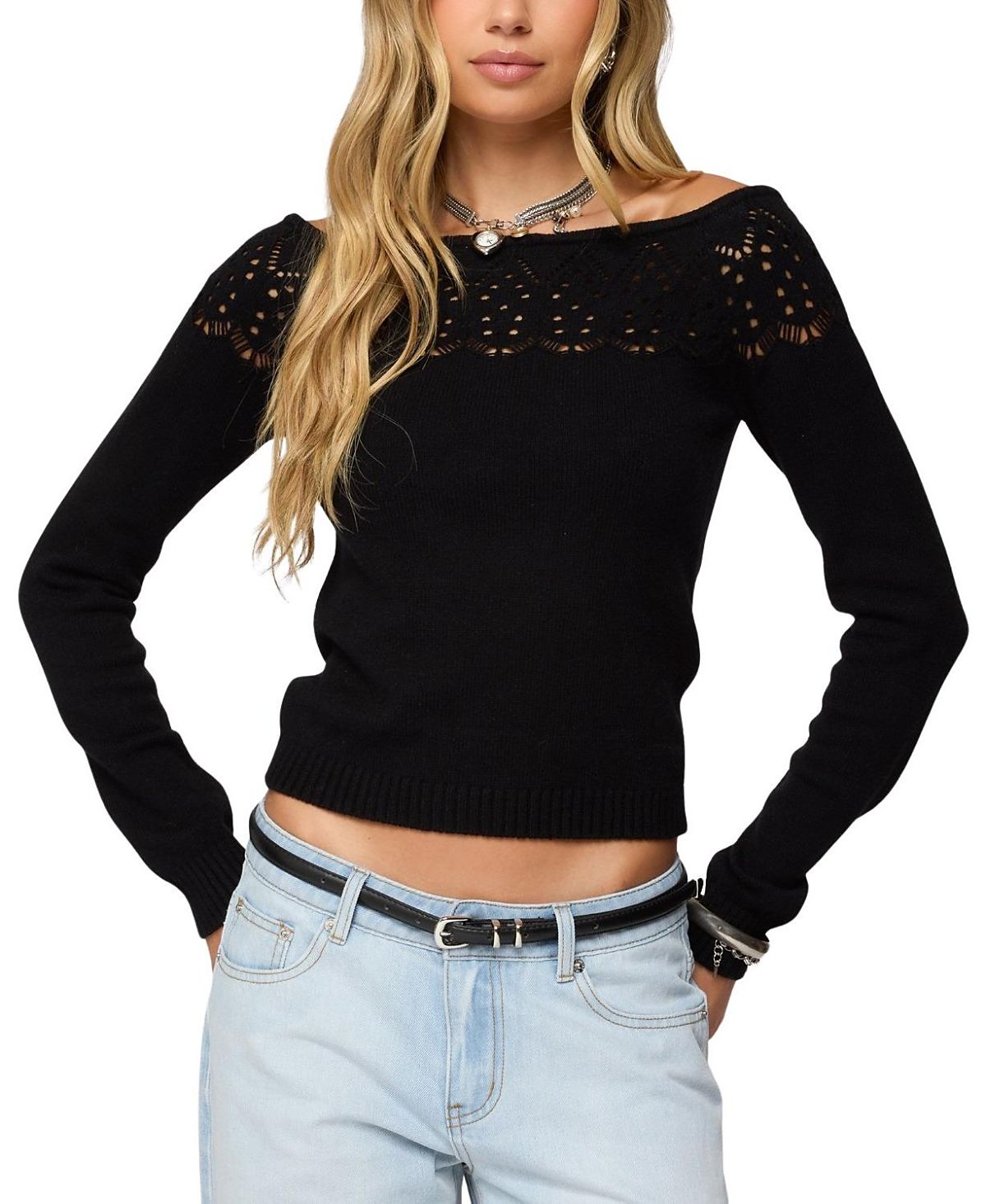 Edikted Lillis Boat Neck Knit Top