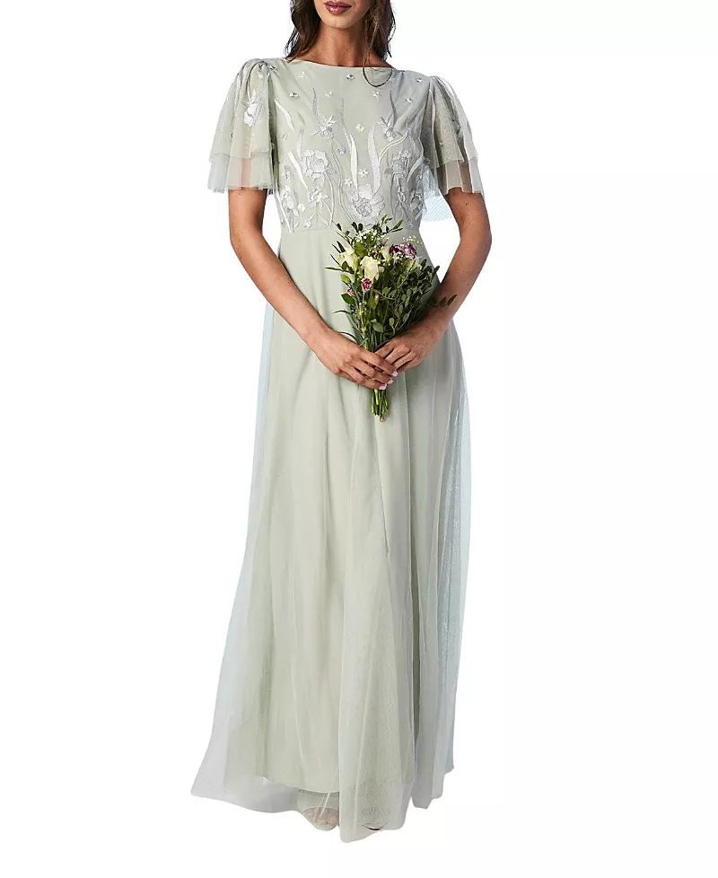 Coast Angel Sleeve Maxi Bridesmaids Dress