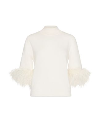Feather Cuff Short Sleeve Sweater