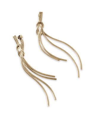 14K Yellow Gold Love Knot Chain Drop Earrings