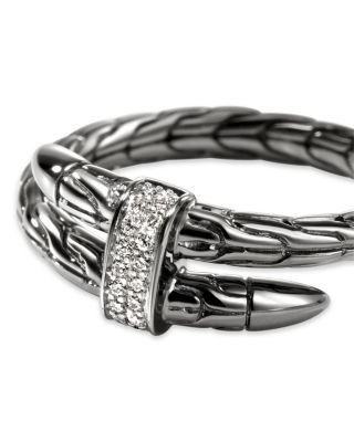 Dark Sterling Silver Spear Diamond Wrap Ring