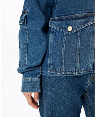  Multi Pocket Denim Jacket in Medium Blue