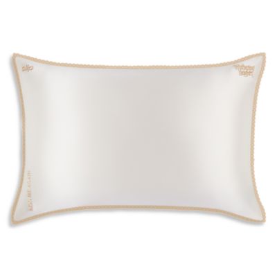 Pure Silk Embroidered Pillowcase with Lace Trim