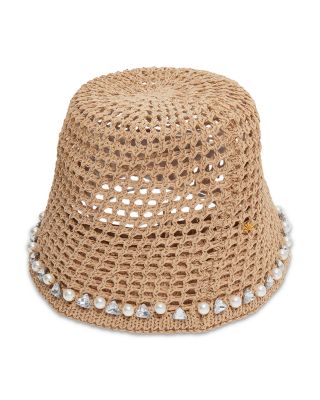 Open Weave Embellished Bucket Hat