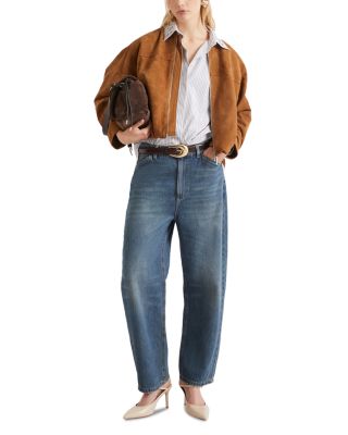 Rhinestone Collar Striped Shirt