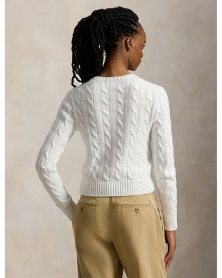 Flag Cable Knit Cropped Sweater