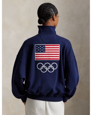 Team USA Buttoned Mock Neck Sweatshirt
