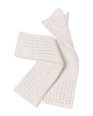 Rhinestone Embellished Wool Fingerless Mittens