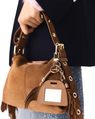 Miss M Fringed Suede Mini Mirror Bag Charm 