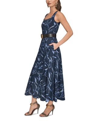 Belted Square Neck Dress