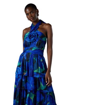 Tiered Halter Tie Neck Maxi Dress