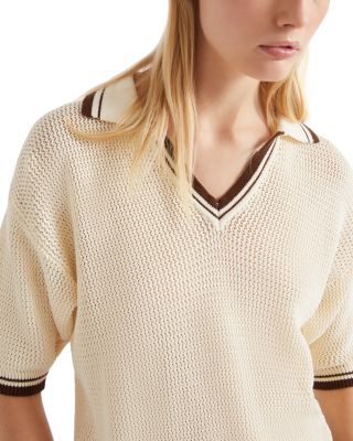 Half Sleeve Spread Collar Sweater