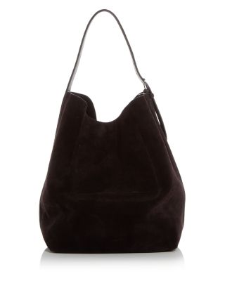 Belted Suede Tote in Chocolate
