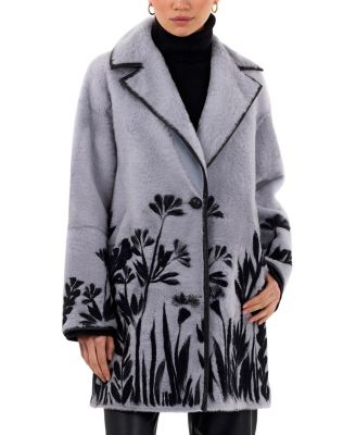 Reversible Shearling Coat With Floral Embroidery