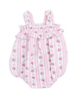 Girls' Winding Roses Stripe Ruffly Strap Bubble Romper - Baby