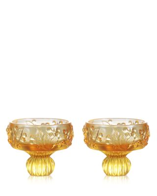 Always the Right Time Loquat Crystal Glass Sculptures, Set of 2