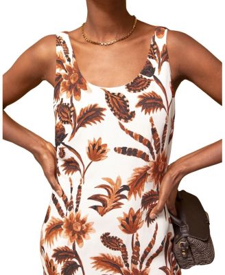 Tropical Floral Linen Blend Dress