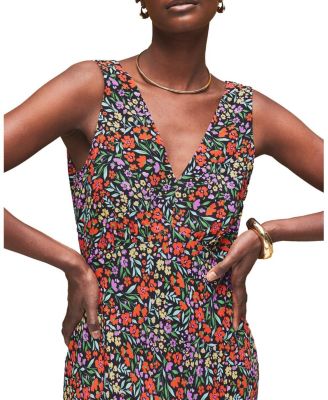 Sleeveless Ditsy V-Neck Midi Dress