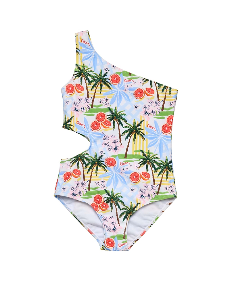 Snapper Rock Girls' Ciao Paradiso One Shoulder Swimsuit - Big Kid