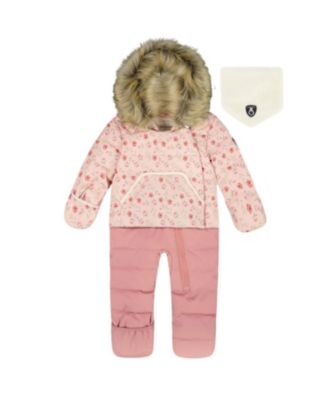 Girls' One-Piece Snug Snowsuit Designed for Car Seat Mini Flowers - Baby, Little Kid