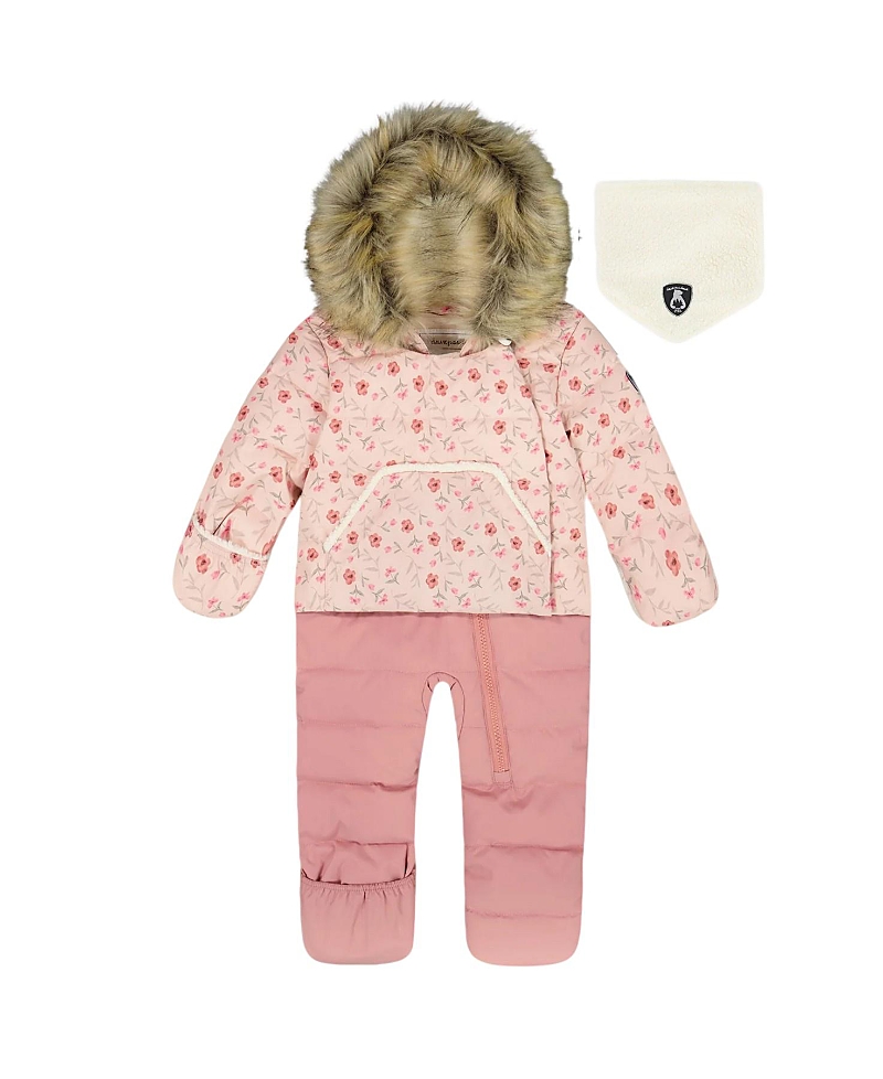 Deux par Girls' One-Piece Snug Snowsuit Designed for Car Seat Mini Flowers - Baby, Little Kid