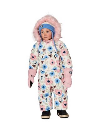 Girls' One-Piece Play Snowsuit Designed for Car Seat Flower - Baby, Little Kid