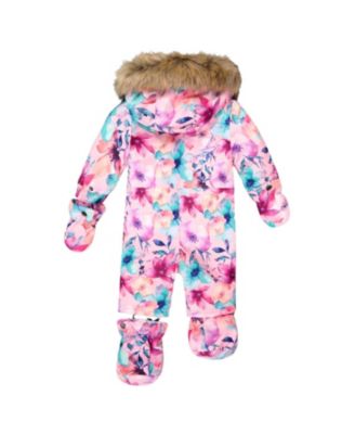 Girls' One-Piece Play Snowsuit Designed for Car Seat Flower - Baby, Little Kid