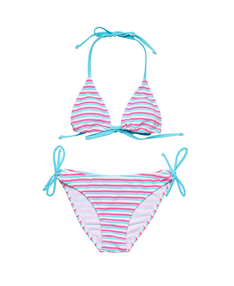 Snapper Rock Girls' Sorbet Stripe Teen Triangle Bikini - Big Kid