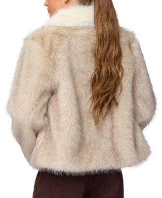 Contrast Collar Faux Fur Jacket