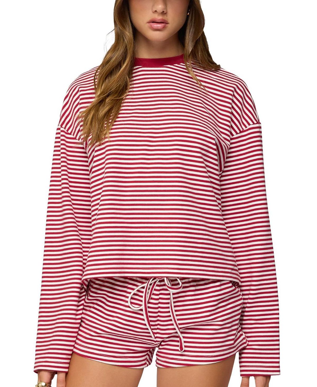 Edikted Jainee Striped Long Sleeve T Shirt