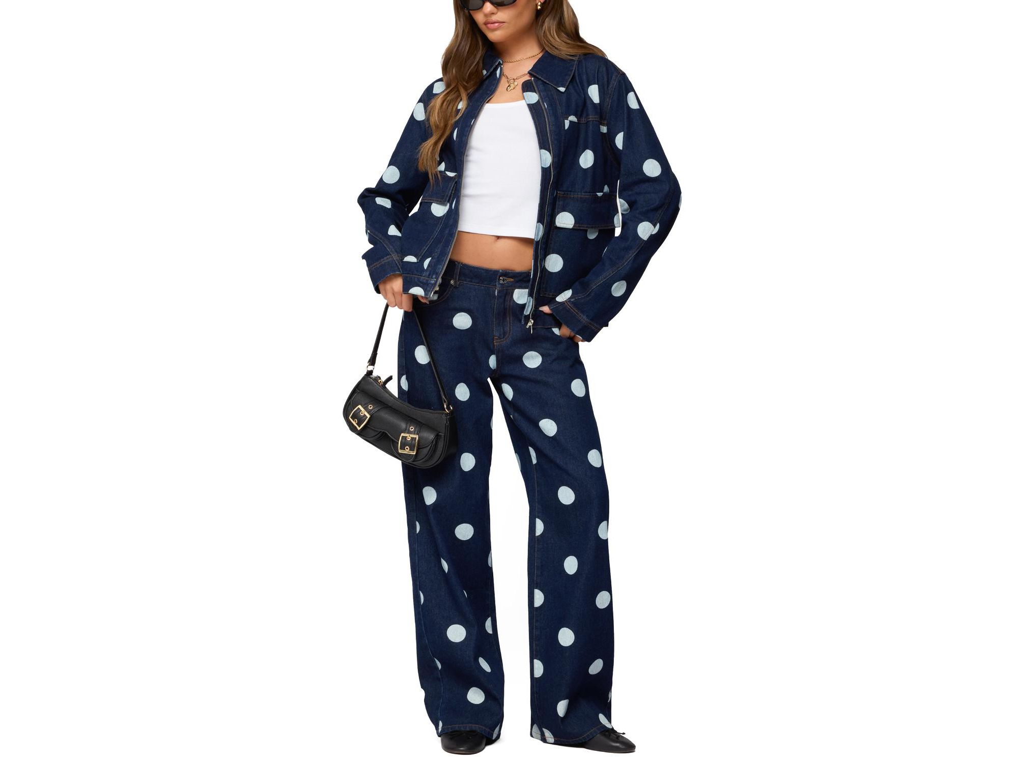 Leyah Polka Dot Oversized Denim Jacket — Image 5